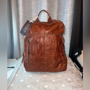 NEW Brandy Tooled “Cleveland Backpack” purse by American Leather Company